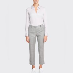 THEORY *NEW* Pale Gray Treeca 2 New Pure Flannel Wool Dress Pant Size 12 Womens